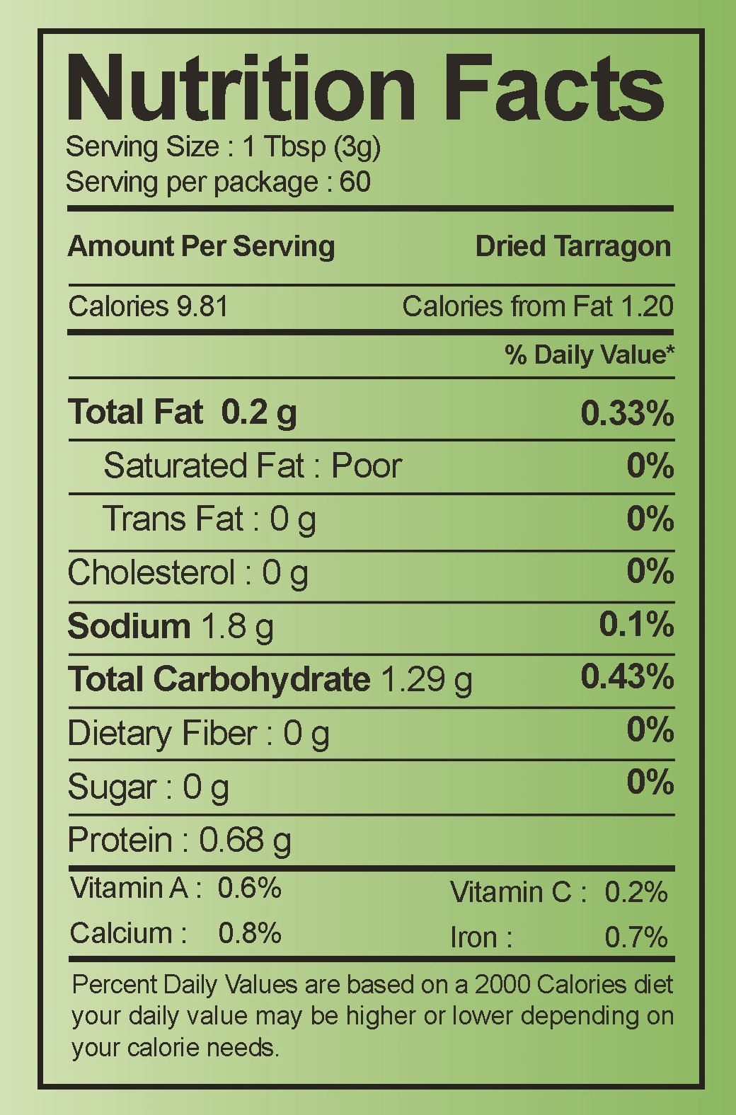 Tarragon Nutrition